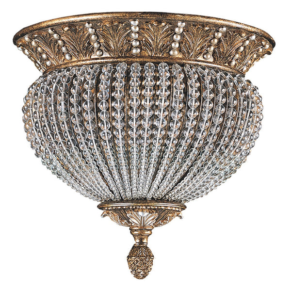 Fashion Forward Weathered Patina Crystal Two-Light Flush Mount