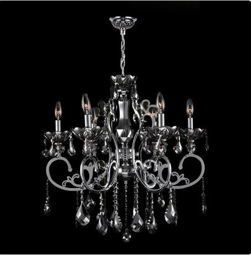 Six-Light ChromeFinish withSmoke Crystal Chandelier