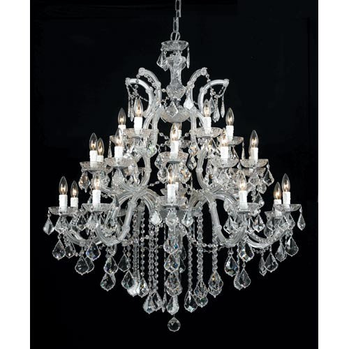 Polished Chrome Twenty-Six-Light Crystal Chandelier