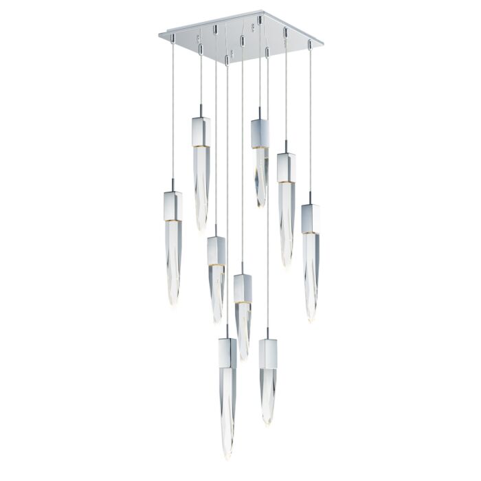 Quartz 9-Light LED Pendant in Polished Chrome