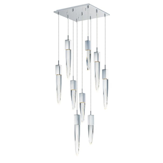 Quartz 9-Light LED Pendant in Polished Chrome