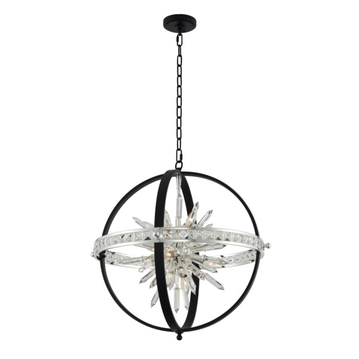 Angelo 10-Light Pendant in Matte Black W with Polished Silver