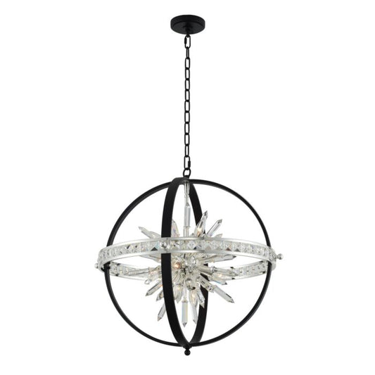 Angelo 10-Light Pendant in Matte Black W with Polished Silver