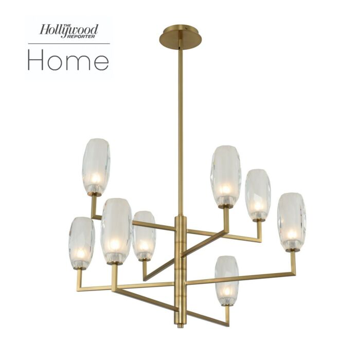 June 8-Light LED Chandelier in Winter Brass