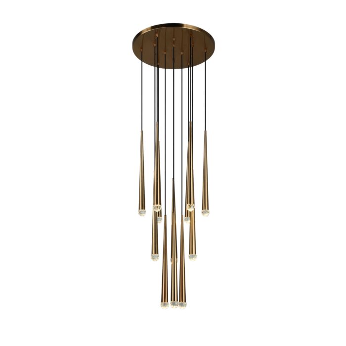 Renaie 12-Light LED Pendant in Aged Gold Brass