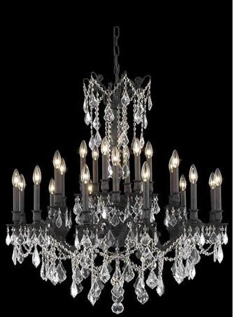 Bronze 24-Light Chandelier with Royal Cut Crystal