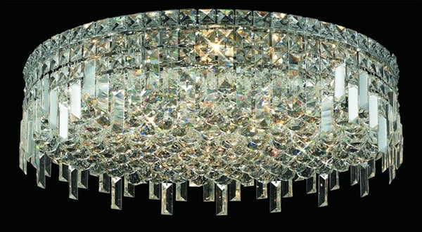 9 light contemporary flush mount ceiling light dressed with 25% full lead crystal balls