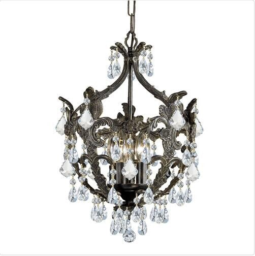 Bronze Wood Crystal Mini Chandelier