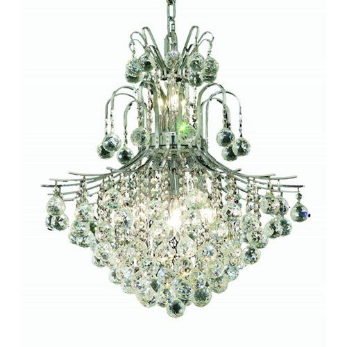 Chrome Eleven-Light 22-Inch Chandelier with Royal Cut Clear Crystal