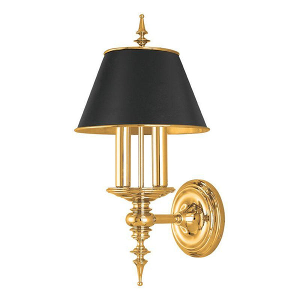 Wall Sconce, 2-Light, Aged Brass, Black Shade, 17.5"H (9501-AGB QDK1)