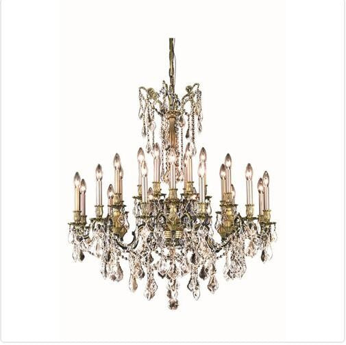 Bronze 24-Light 36-Inch Chandelier with Royal Cut Crystal