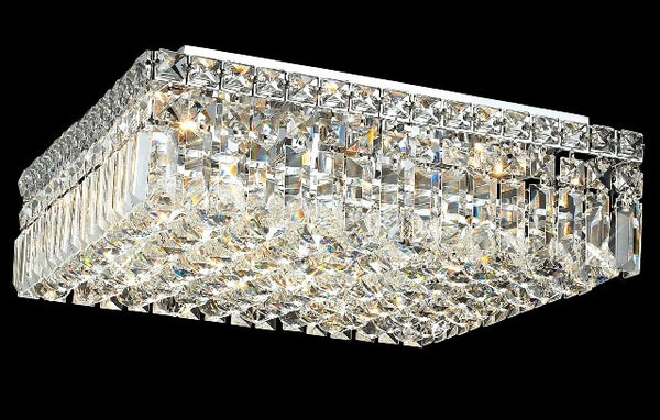 6 light contemporary flush mount ceiling light dressed with 25% full lead crystal balls