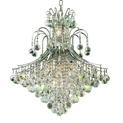 Chrome Fifteen-Light 25-Inch Chandelier with Royal Cut Clear Crystal