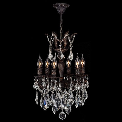 Six-Light Flemish Brass Finish with Clear-Crystals Chandelier