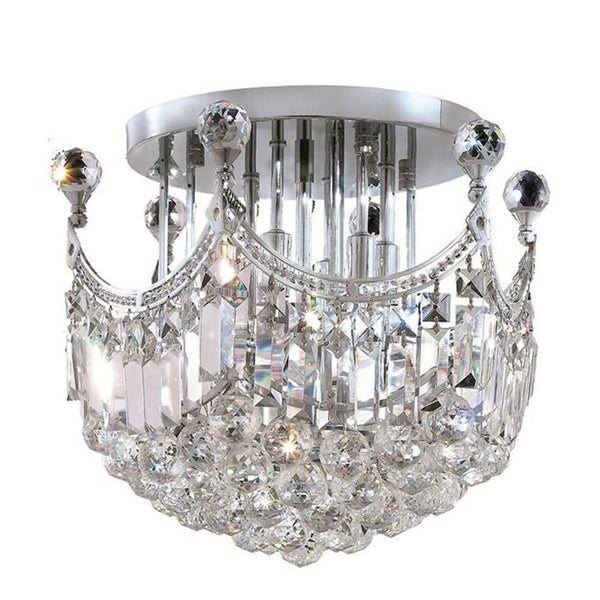 Chrome Six-Light 16-Inch Flush Mount with Royal Cut Clear Crystal