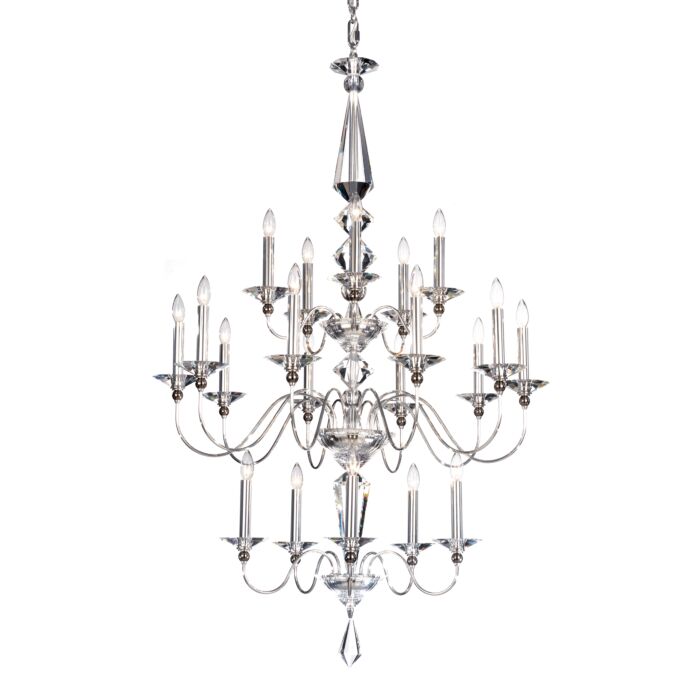 Jasmine 20-Light Chandelier in Silver with Clear Optic Crystals