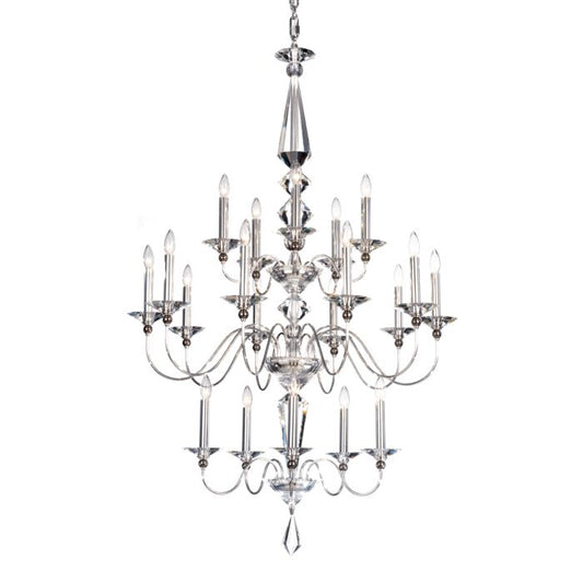 Jasmine 20-Light Chandelier in Silver with Clear Optic Crystals