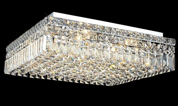 12 light contemporary flush mount ceiling light dressed with 25% full lead crystal balls