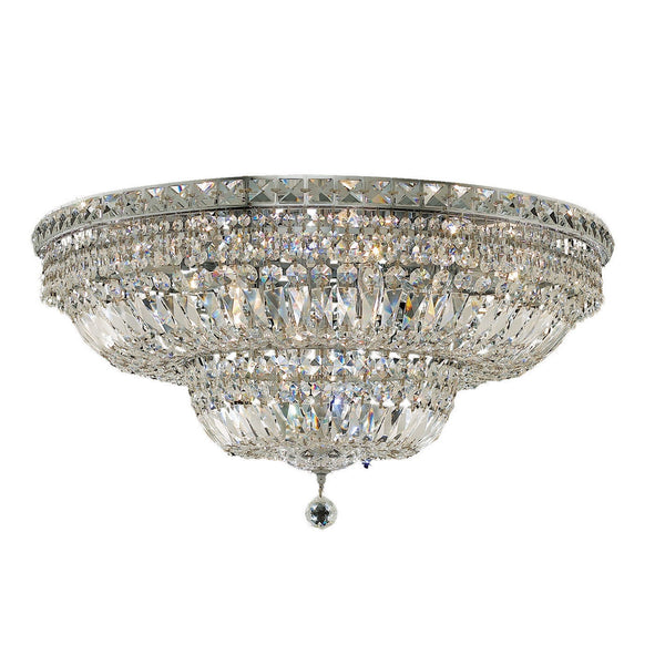 Tranquil Chrome Eighteen-Light 30-Inch Flush Mount with Royal Cut Clear Crystal