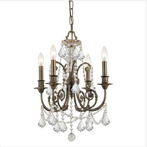 Bronze Wood Crystal Mini Chandelier