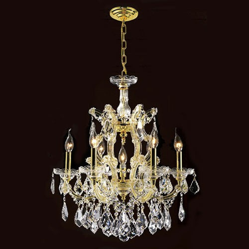 Seven-Light Gold Finish with Clear-Crystals Chandelier