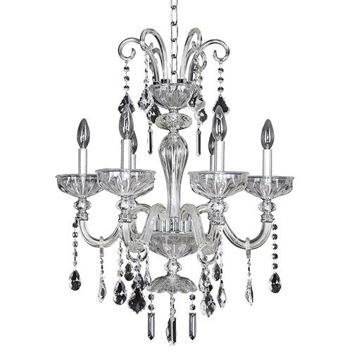 Six-Light 23-Inch Wide Chandelier with Firenze Clear Crystal