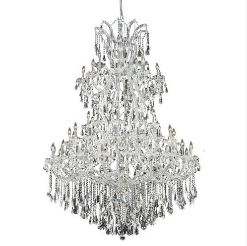 Chrome Sixty-One Light 54-Inch Chandelier with Royal Cut Clear Crystal