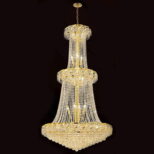 Corp Empire 32-Light Gold Finish with Clear-Crystals Chandelier