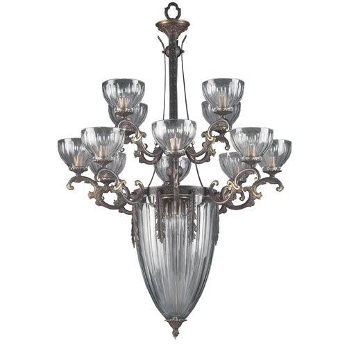 Warsaw Roman Bronze Sixteen-Light Chandelier