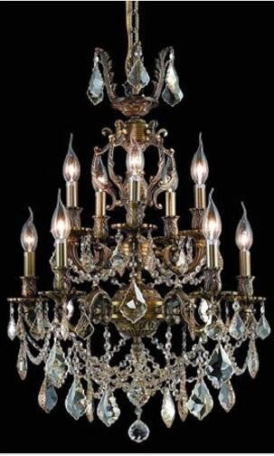 Bronze Ten-Light Chandelier with Golden Shadow/Champagne Royal Cut Crystals