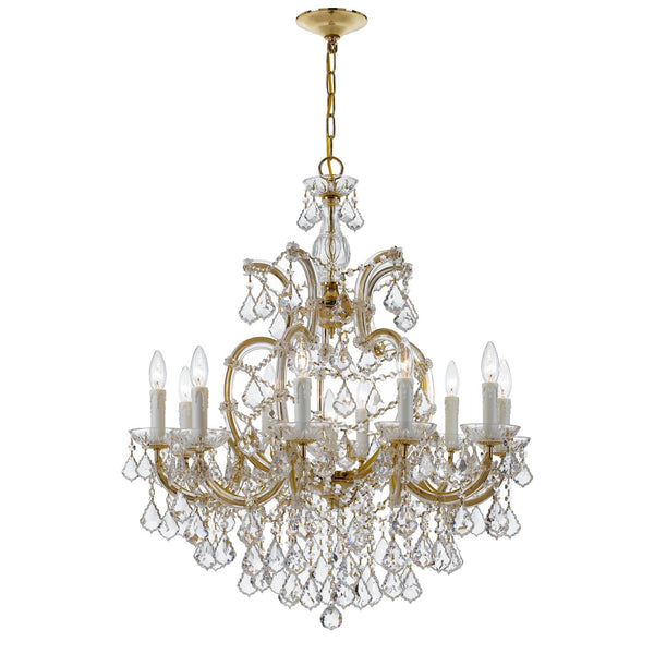 Maria Theresa Gold 34-Inch 11-Light Chandelier Clear Crystal