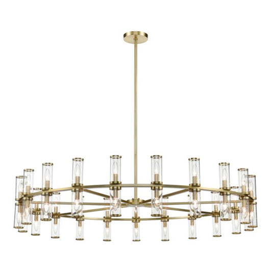 Revolve 42-Light 4Chandelier in Clear Glass with Natural Brass