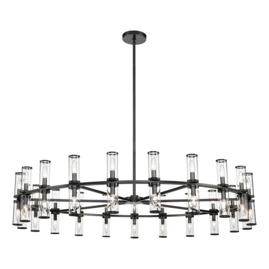 Revolve 42-Light 4Chandelier in Clear Glass with Urban Bronze