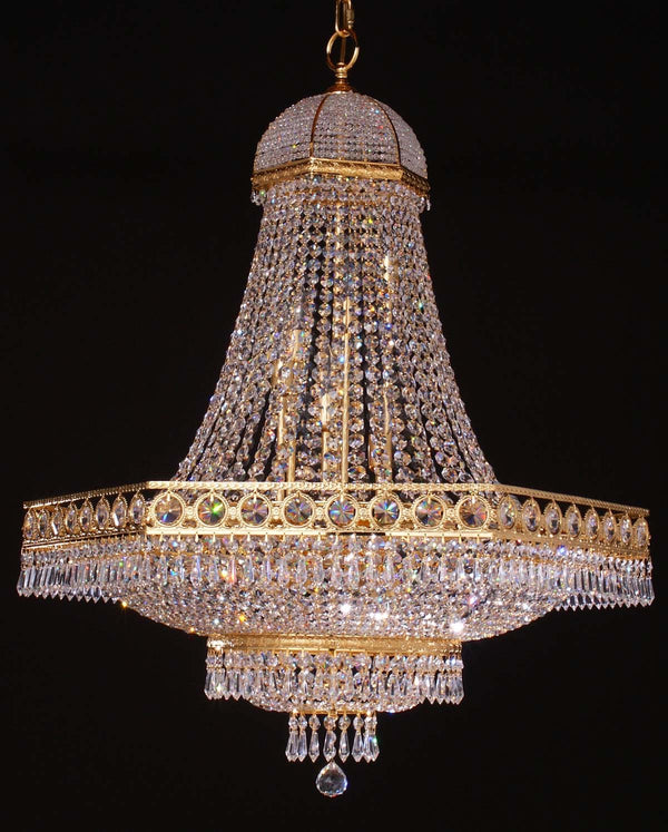 18 lights crystal chandelier in gold plated finish