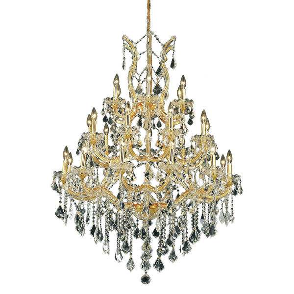 Gold Twenty-Eight Light Chandelier with Clear Royal Cut Crystals