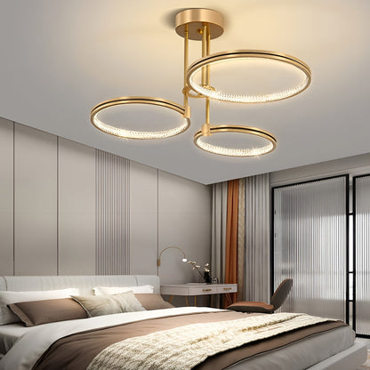 Minimalist 3 Ring Metal Nordic Ceiling Lights Chandelier Hanging Lamp