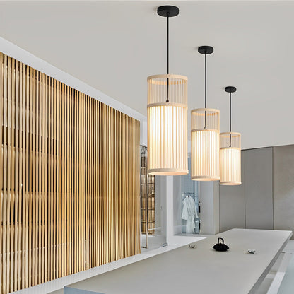 Creative Minimalist Bamboo Hand Woven LED Retro Modern Pendant Lights