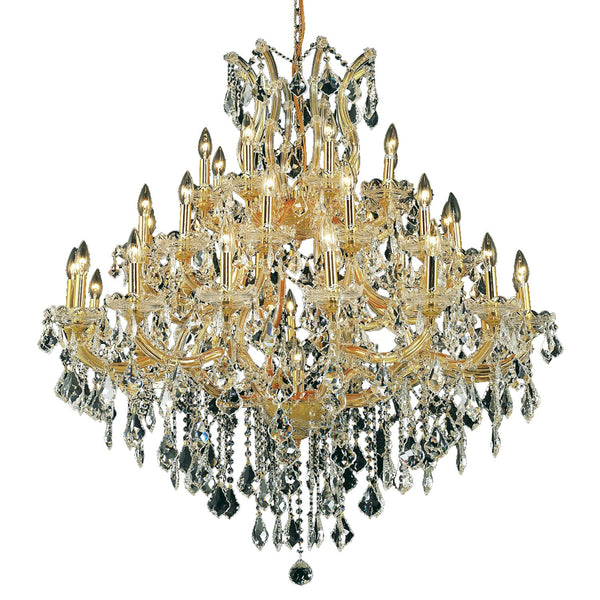 Gold Thirty-Seven Light 44-Inch Chandelier with Royal Cut Clear Crystal