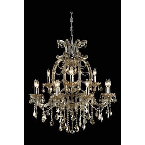 Maria Theresa Royal Cut Crystal Golden Teak 12 Light 35.4-in Chandelier