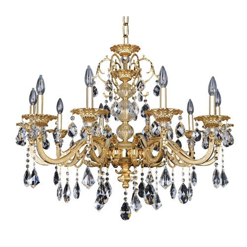 Vivaldi Two-Tone 24K Gold 10-Light 33.5-Inch Wide Chandelier with Firenze Clear Crystal