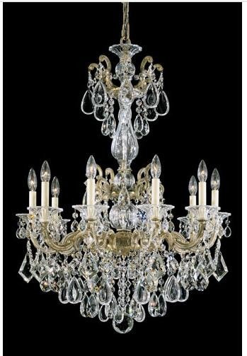 Bronze 10-Light Clear Heritage Handcut Crystal Chandelier, 28W x 38H x 28D