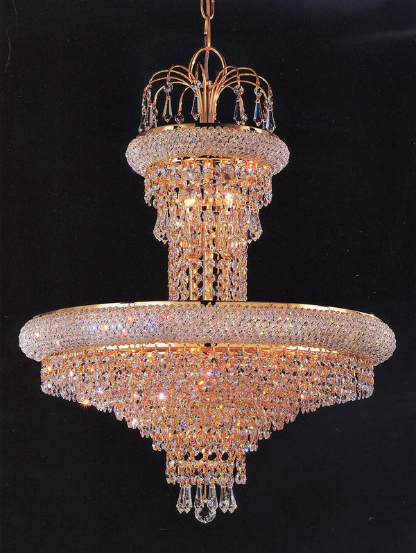 12 lights crystal chandelier in gold plated finish