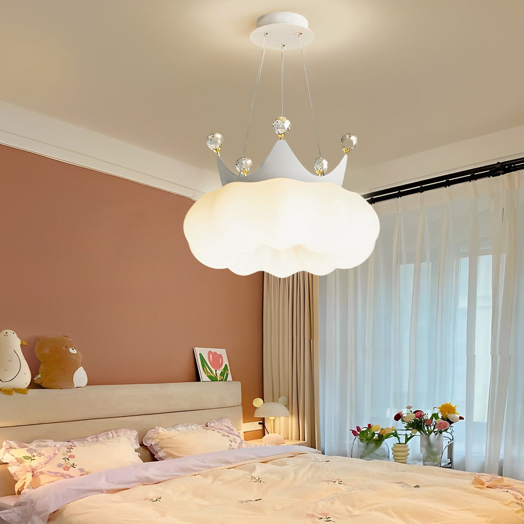 Clouds Crystal Crowns LED Three Step Dimming Ins Modern Chandelier Light