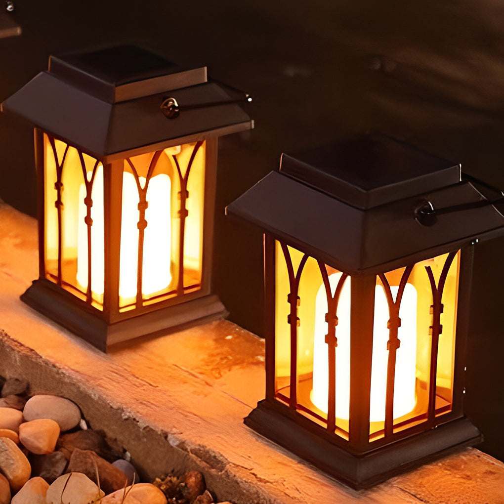 Portable Lantern Waterproof LED Intelligent Black Solar Outdoor Lights