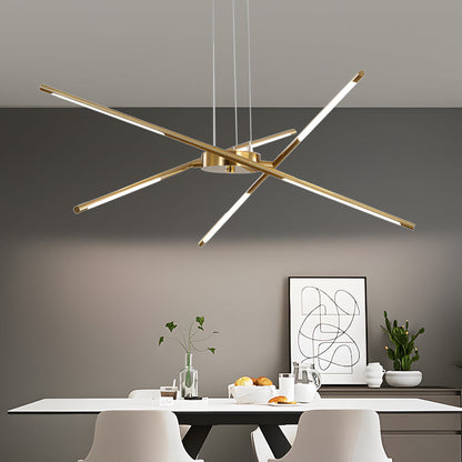 Modern Stepless Dimming Long Strip Sputnik LED Chandelier - Gold/Black+Gold