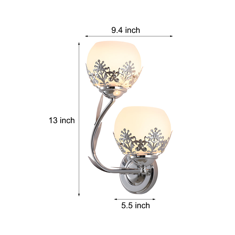 2-Light Glass Flower LED Simple European Style Wall Sconces Lighting