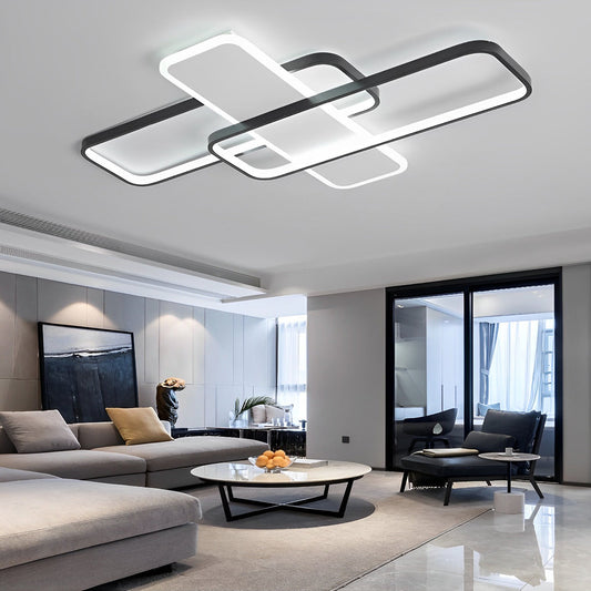 Square Overlapping Stepless Dimming LED Nordic Ceiling Lights Chandeliers