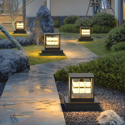 Square LED Waterproof Modern Solar Deck Post Lights Pillar Light Post Caps Lights