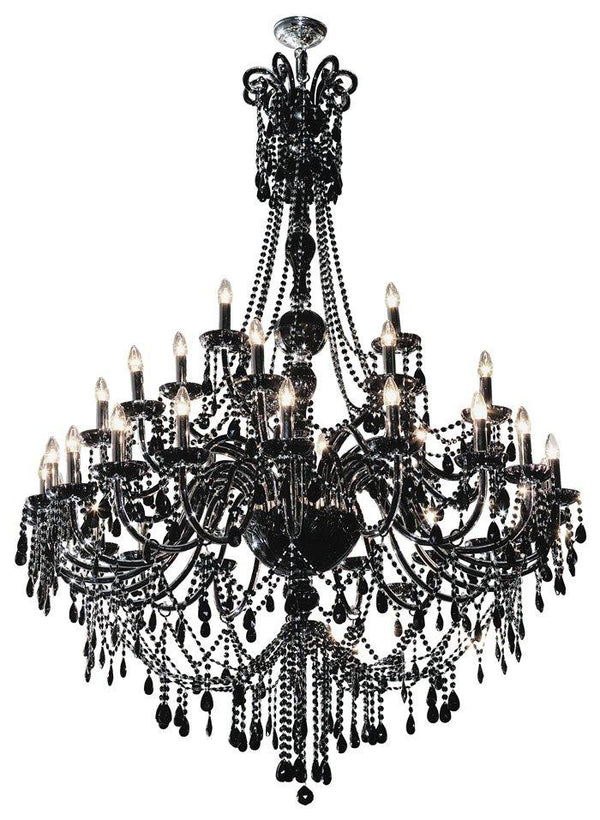 35 lights Bohemian crystal chandelier in black finish