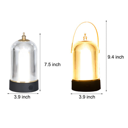 Ribbed Glass Table Lamp Lantern Ambient LED Beside Nights